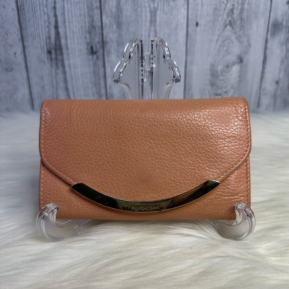 SEE by CHLOE medium leather wallet in pinkish nude